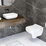 Plantex Ceramic Rim Wall Hung Western Toilet/Tabletop Wash Basin/Commode for Toilet/Wash Basin for Bathroom - Combo - (White)