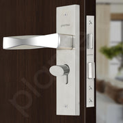 Plantex Heavy-Duty Door Lock Set - Main Door Lock Handle Set/Mortise Lock with 3 Keys, Brass Lockbody & Cylinder (8085 - Satin Steel & Chrome)