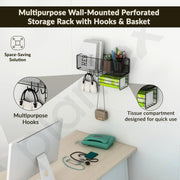 Plantex Self Adhesive Bathroom Shelf/Bathroom Organiser without Drill/Hanging Rack for Kitchen Storage/Modern Shower Bin for Office/Dining Room/Multipurpose Rack -Pack of 1 (Black)