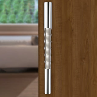 Plantex Heavy Duty Door Handle/Door & Home Decor/14-inches Main Door Handle/Door Pull Push Handle - Pack of 1 (217-Chrome and Satin Finish)