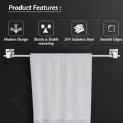 Plantex 304 Grade Stainless Steel 24 inchTowel Hanger/Holder for Bathroom/Single Towel Rod/Towel Bar/Towel Stand/Bathroom Accessories - Splash (Chrome)