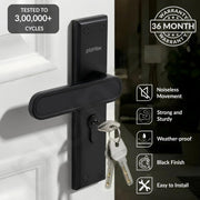 Plantex Door Lock Set - Main Door Lock Plate Handle Set/Mortise Lock with 3 Keys/Lock Body and Cylinder - Pack of 1 (OHMH-21, Z-Black & PVD Black)