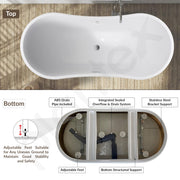 Plantex Acrylic Bathtub/1500mm Freestanding Bath tub for Adults/Deep Soaker Bathtub with Overflow, Popup and Drain Pipe (White, BSM-206)