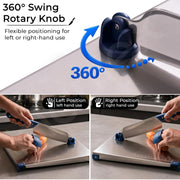 Plantex Stainless Steel Chopping Board with Knife/Heavy Duty Food Grade Steel Cut & Chop Board/Adjustable Cutting Guide with Knife Lock/Rust Proof Vegetable/Fruit - (Chrome & Blue) 
