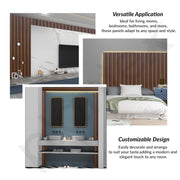 Plantex Wall Panels/Wooden Louvers Panel for Wall 8 Feet/Charcoal Panel for Interior Wall Décor/3D Wall Panel - Pack of 10 Covers - 32 Sq. Ft, Size-5 Inch x 8 Feet (Wooden - Modern Strip)