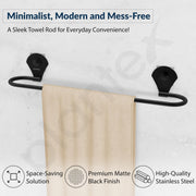 Plantex 24 Inch Self-Adhesive Stainless Steel Towel Hanger/Bathroom Towel Holder for Wall Without Drill/Towel Hanger Stand/Bathroom Accessories - (Royal, Black)
