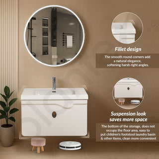 Plantex Unbrekable Plywood Vanity Set for Bathroom/Wall Mount Wash Basin with Cabinet Full Set/Bathroom Organizer with Mirror, Coupling & Cabinet Motion Sensor Light (NZBC - 38)