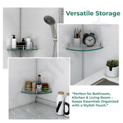 Plantex Glass Corner Shelf for Bathroom Wall/Bathroom Glass Shelf/Bathroom Corner Shelf/Corner Shelf for Kitchen (Transparent-9x9 Inches-Pack of 1)