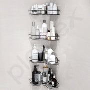 Plantex Drill Free Corner Shelf for Bathroom Wall/Bathroom Organizer Without Drill/Self Adhesive Kitchen Shelf with Magic Sticker/Washroom Accessories Set (Pack of 4)