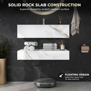 Plantex Floating Vanity/Slab Tile Vanity with Washbasin for Bathroom/Wall Mount Cabinet with Sink - (Culcutta Gold - 60 X 45 cm)