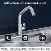 Plantex Pure Brass Sink Tap for Kitchen Basin with Water Saving Aerator/Kitchen Sink Tap with 360° Swivel Spout- 7 Year Warranty (ORN-213-Chrome)
