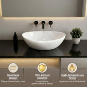 Plantex Ceramic Table Top Oval Wash Basin for Bathroom/Countertop Bathroom Sink/Bathroom Basin with 10 Years Glaze Warranty by Plantex (White - 16.5 x 13.5 x 7 Inch)