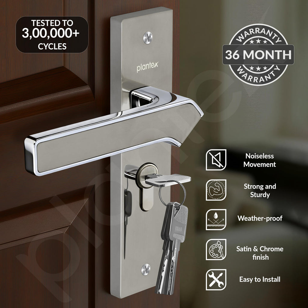 Plantex Heavy-Duty Door Lock/Door Handle Set with 3 Years of Warranty ...