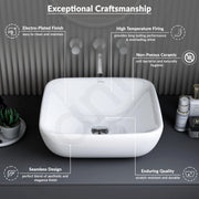 Plantex Ceramic Wash Basin/Tabletop Wash Basin with 10 Years Glaze Warranty by Plantex/Wash Basin for Bathroom/Restaurant (Glossy White, 18.5 x 16.5 x 7 Inch)