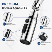 Plantex Tap Extension for Kitchen Sink/360° Swivel Kitchen Sink Faucet Aerator/3 Anti-Splash Modes Sprayer/Upto 70% Water Saving - Pack of 1 (Chrome)