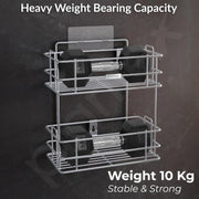 Plantex Drill Free Stainless Steel Multipurpose Detergent Holder/Under the Sink Detergent Rack/Wall Mounted Detergent Holder/Bathroom Rack/Shelf/Bathroom Accessories (Chrome)