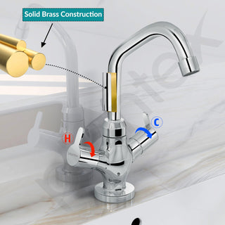 Plantex Pure Brass Basin Mixer Tap/Hot and Cold Water Tap with 360° Swivel Spout/Sink Tap for Kitchen Basin-7 Year Warranty