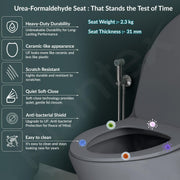 Plantex Imported Ceramic Commode/Rim Siphonic Vacuum Jet Flush Western Commode/One Piece Western Toilet with Soft Closing Toilet Seat - S Trap (Matt Grey)