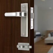 Plantex Heavy Duty Door Lock ÃƒÂ¢Ã¢â€šÂ¬Ã¢â‚¬Å“ Bathroom Door Lock/Mortise 8inch Keyless Plate Handle Set for Home/Bathroom/Store Room/Balcony/Office with Baby Latch (8068, Steel Satin and Chrome)