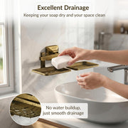 Plantex 304 Grade Stainless Steel Double Soap Holder for Bathroom/Dual Soap Dish/Soap Stand/Bathroom Accessories - Squaro (Brass Antique)