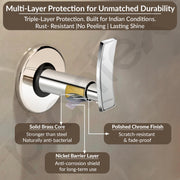 Plantex Pure Brass 25 mm Toilet Flush Valve for Toilet with Teflon Tape & Brass Wall Flange for Commercial & Residential Use-(Star, Chrome)