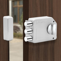Plantex Tri-Bolt Lock for Main Door/Heavy Duty Door Lock with 4 Keys/Suitable for Single or Double Door for Home/Office/Hotel - Pack of 1 (Satin White and Chrome)