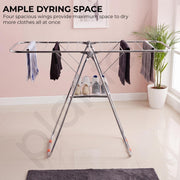 Plantex Cloth Stand for Home/Stainless Steel Foldable Colth Stand/Single Layer Cloth Drying Rack for Balcony - Pack of 1 (Bloom, Chrome)