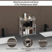 Plantex Self Adhesive Stainless Steel Bathroom Shelf/Multipurpose Organizer/Kitchen Rack and Shelf/Bathroom Stand (Chrome-Silver)