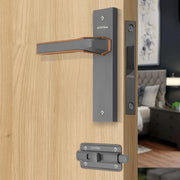 Plantex Heavy Duty Door Lock ÃƒÂ¢Ã¢â€šÂ¬Ã¢â‚¬Å“ Bathroom Door Lock/Mortise 8inch Keyless Plate Handle Set for Home/Bathroom/Store Room/Balcony/Office with Baby Latch (8126, Grey & PVD Choco)