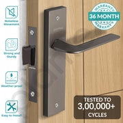 Plantex Heavy Duty Door Lock ÃƒÂ¢Ã¢â€šÂ¬Ã¢â‚¬Å“ Bathroom Door Lock/Mortise 8inch Keyless Plate Handle Set for Home/Bathroom/Store Room/Balcony/Office with Baby Latch (8105, Satin Black)