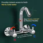 Plantex Brass Spindle Kitchen Mixer Tap/Sink Mixer Tap Hot and Cold with Wall Flange and Teflon Tape/Kitchen Sink Tap -(MKS-1278-Chrome)