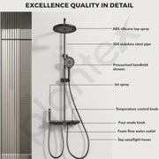 Plantex 304 Grade Stainless Steel Shower Panel for Bathroom/ Modern Shower System with Head Shower/Hand Shower & Massage Spray Jet for Bathroom (Gun Metal Grey)