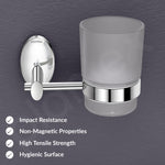 Plantex Tumbler Holder for Bathroom/304 Grade Stainless Steel Toothbrush Stand/Bathroom Accessories - Oreva (Chrome)