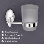 Plantex Tumbler Holder for Bathroom/304 Grade Stainless Steel Toothbrush Stand/Bathroom Accessories - Oreva (Chrome)