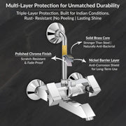 Plantex Brass Wall Mixer for Bathroom with L-Bend Connector for Overhead Shower/Mixer Tap/Wall Mixer for Bathroom 2 in 1 with 7-Year Manufacturer's Warranty- (Pri-318-Chrome)