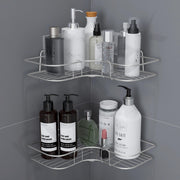 Plantex Stainless Steel Bathroom Corner Shelf/Self Adhesive Bathroom Shelf for Wall/Bathroom Organiser Without Drill - Pack of 2 (Chrome)