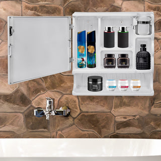 Plantex Forever Multi-Purpose Plastic Bathroom Cabinet with Mirror Door/Bathroom Accessories(S-111-White)
