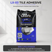 Plantex Lexora Tile Adhesive for Terracotta/Ceramic & Quarry Tiles/Polymer Modified Cement Adhesive for Floor & Wall Tiles Fixing/ Kitchen & Bathroom  Use - 20kg (LX-03, White)