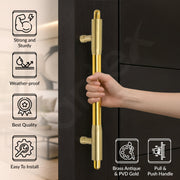 Plantex 12 Inch Main Door Handle/Pull-Push Handle for main door/Stainless Steel Handle for Home&Office/Hotel - Pack of 1 (Brass Antique & PVD Gold)