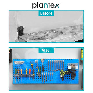 Plantex Metal Pegboard for Garages and Workshops - Tool Organizer and Storage Board - 120 x 45 cm With Hanging Shelves