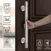 Plantex Main Door Handle/Pull & Push Handles for All Doors of House, Office, Hotels/300mm Wooden & Glass Door Handle - Pack of 1 (Satin Steel & Chrome)