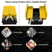 Plantex Metal Tool Box for Home Use/3 Cabinet Empty Tool Kit Box With Large Capacity & Strong Handle/Tools Box/Tool Organizer for Essential Tools - (Yellow & Black)