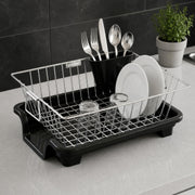 Plantex Dish Drying Rack/Stainless Steel Dish Drainer with Drainer Tray for Kitchen/Vessel Drainer Basket for Utensils/Plate Drying Rack - Chrome (58.5x44.5x23.5 Inch)