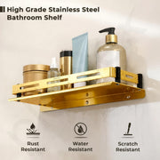 Plantex Shelf for Bathroom/Stainless Steel Shelf/Multipurose Shelf for Bathroom/Bathroom Accessoriece - (15 x 5 Inch, PVD Gold)
