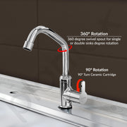 Plantex Pure Brass Single Lever Kitchen Taps for Home Sink/Kitchen Tap with Water Saving Nozzle for Sink Tap with 7 Year Warranty -(FLO-812-Mirror-Chrome)
