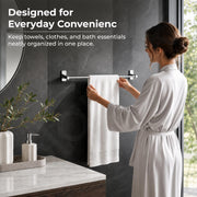 Plantex J4 Stainless Steel Towel Rod/Self Adhesive Cloth Hanger for Bathroom/24 Inch Towel Bar/Bathroom Accessories - Pack of 1 (Chrome)