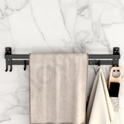 Plantex Stainless Steel Folding Single Towel Rod with Hooks/24 Inch Towel Holder for Bathroom/Towel Hanger/Towel Stand/Bathroom Accessories - (APS-1317, Black)