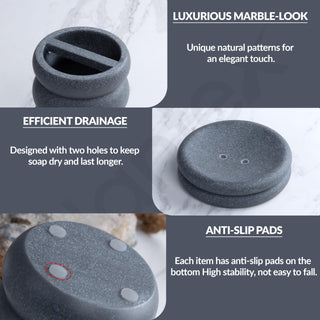 Plantex Resin Bathroom Accessories Set/Soap Holder for Bathroom/Toothbrush Holder/Tumbler Holder/LiquidsSoap Dispenser - 4 Piece(Grey, XY-PS-001)