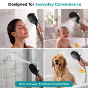 Plantex ABS Hand Shower for Bathroom/3 Mode Multifunctional Shower/Rectangle Hand Shower Without Hose Pipe for Home/Hotel - (Chrome, H-XM95)