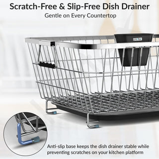 Plantex Stainless Steel Dish Drainer Basket for Kitchen Utensils/Dish Drying Rack with Drainer/Plate Stand/Bartan Basket (Size-56 x 43 x 22 cm)